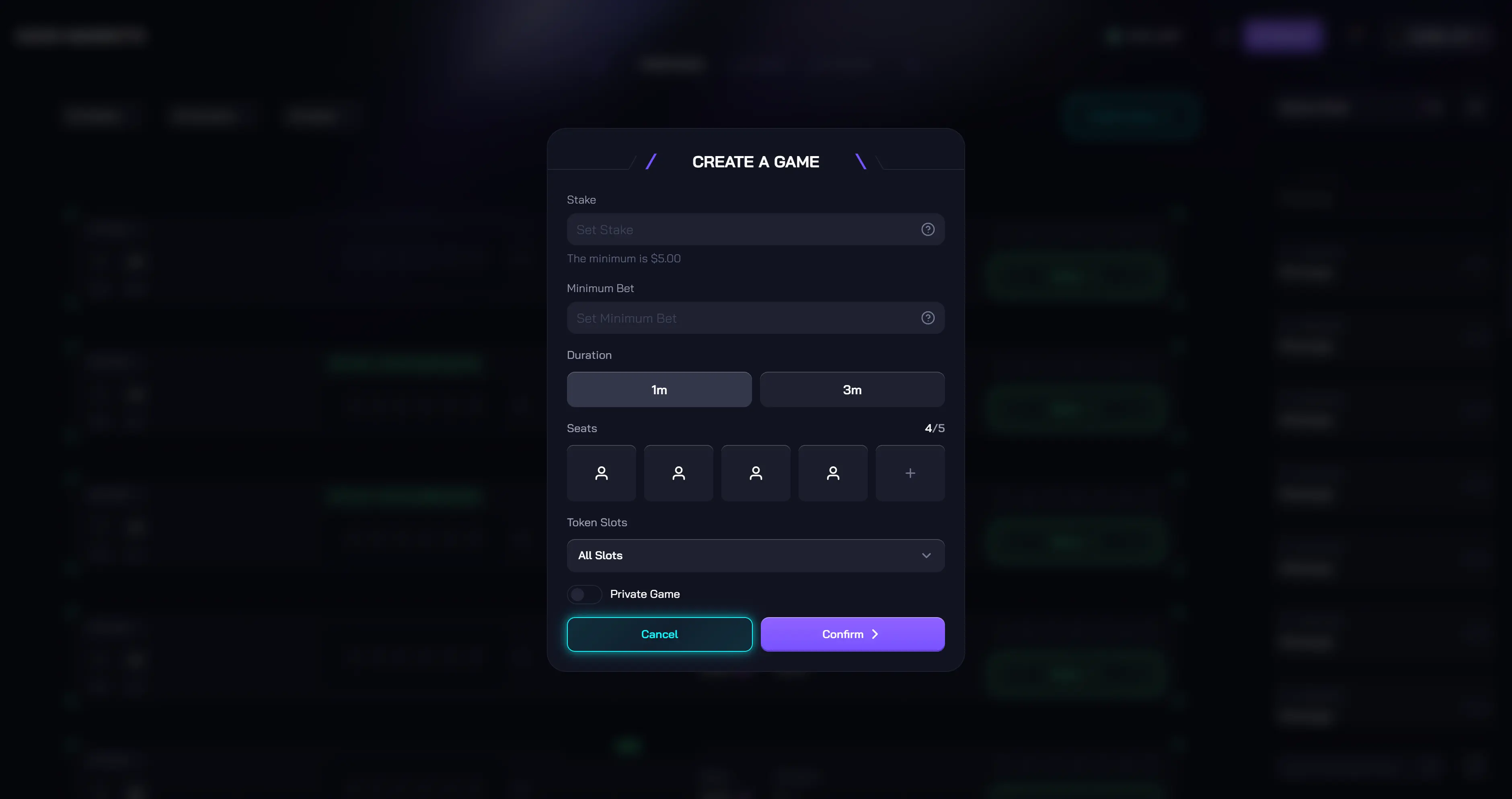 Dash Markets create room configuration flow