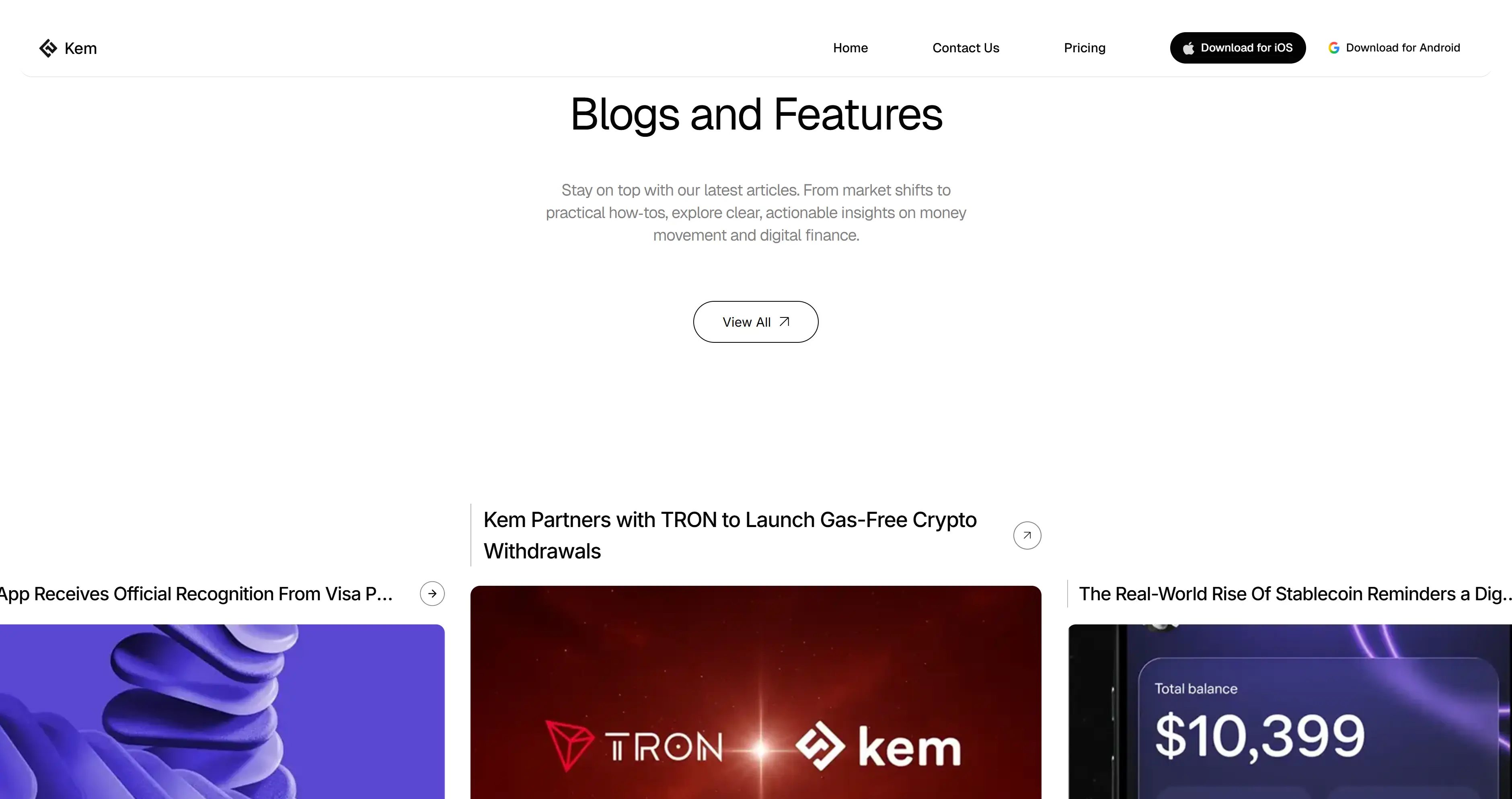 Kem blog section