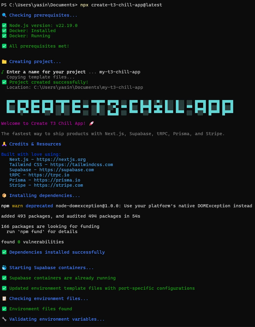 Create T3 Chill App CLI scaffolding process video