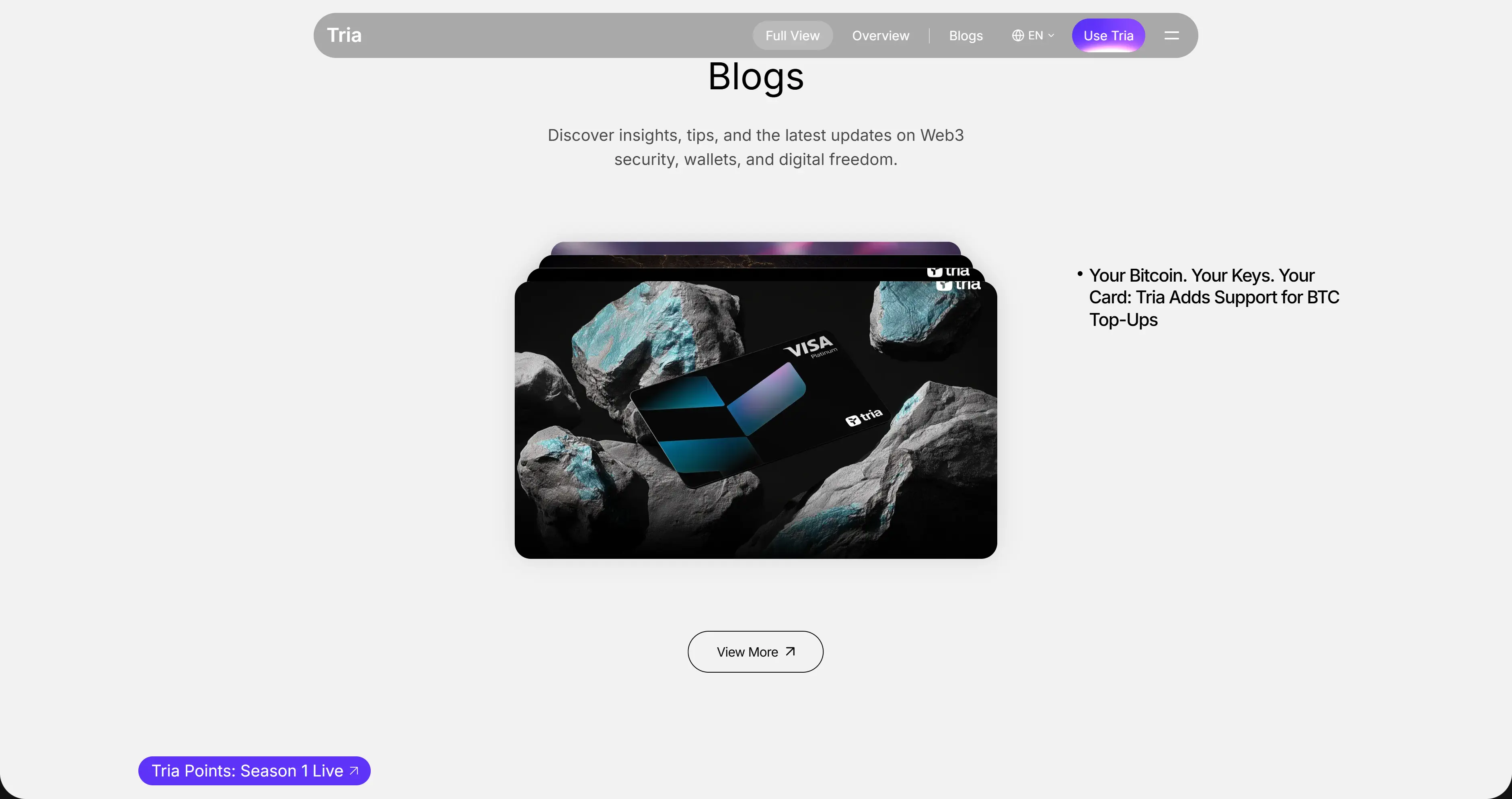 Tria blog section