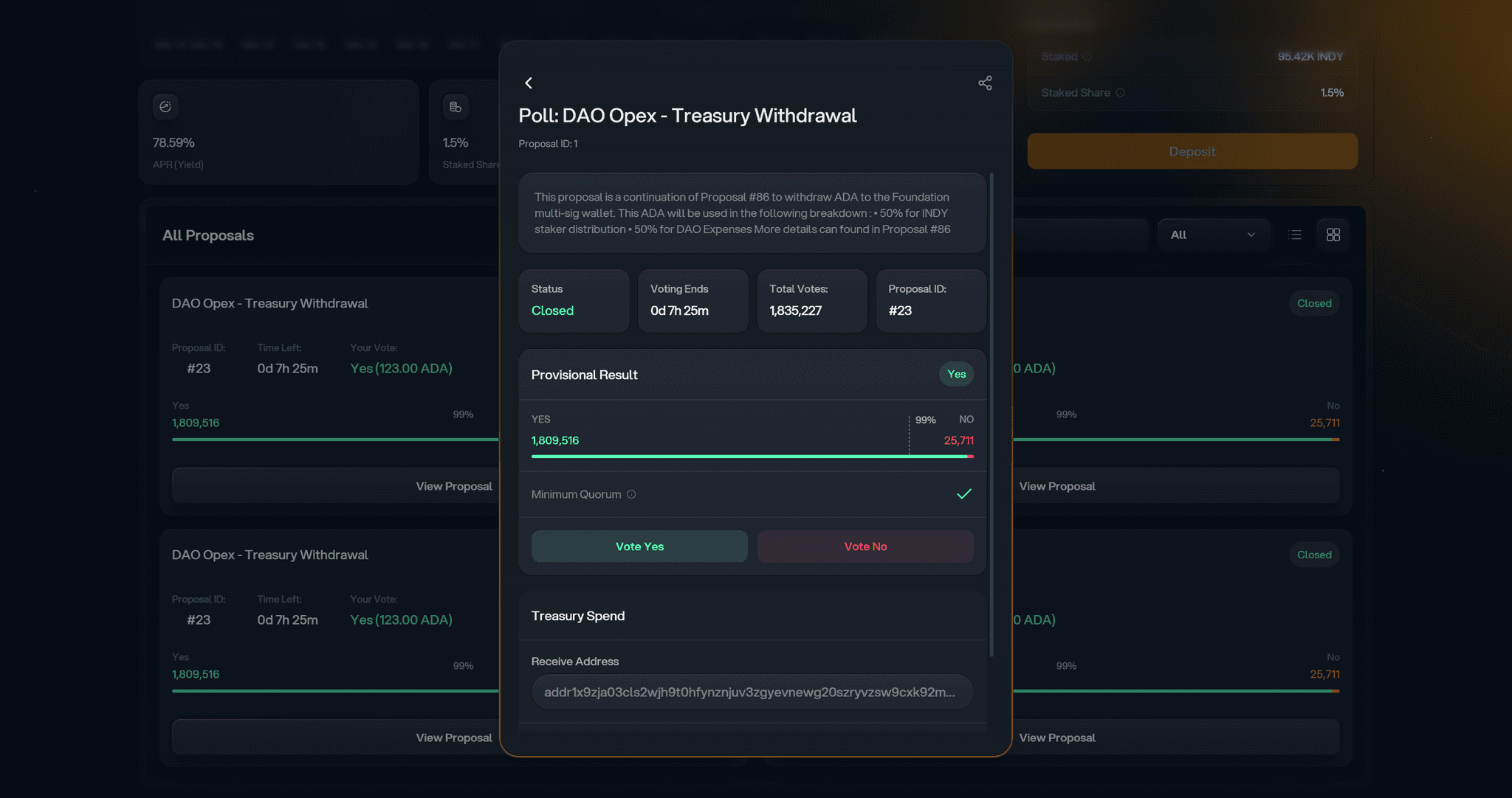 Indigo proposal detail view