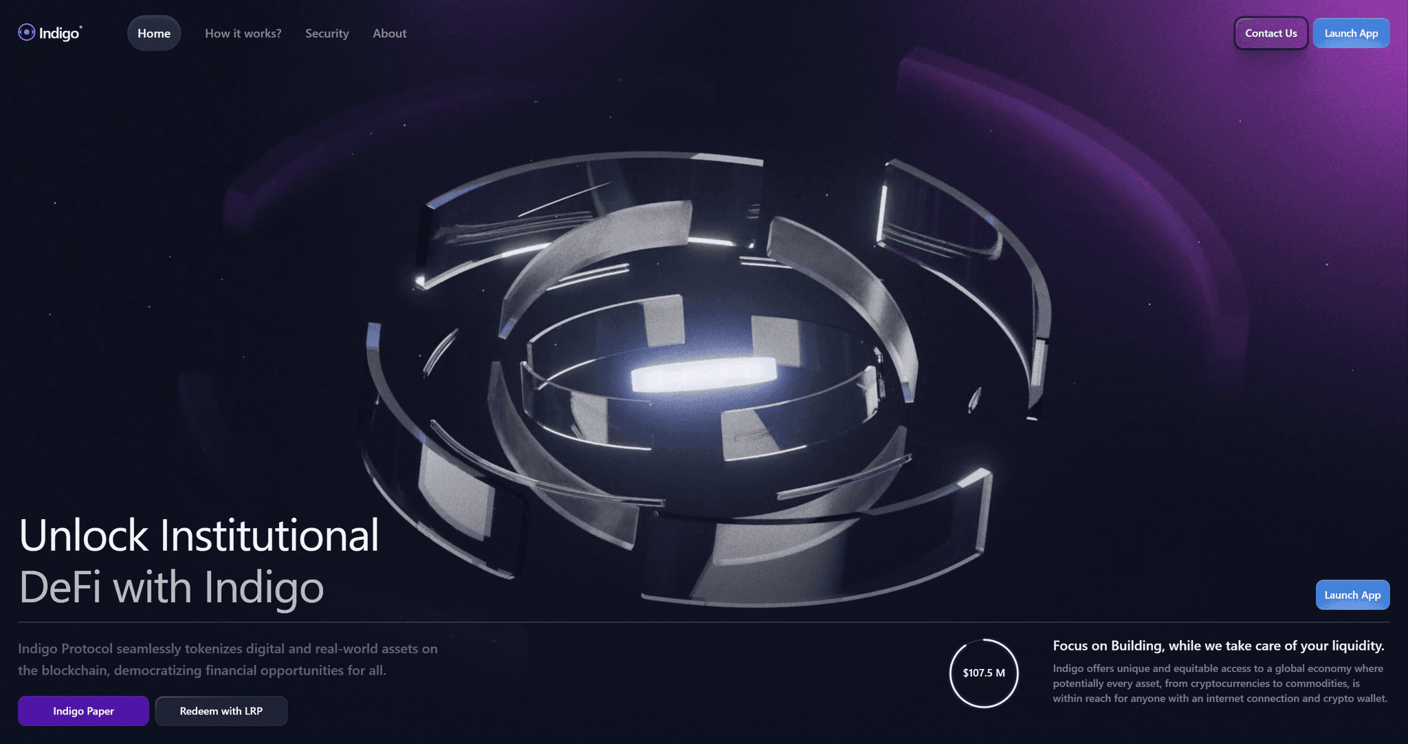 Indigo website hero section