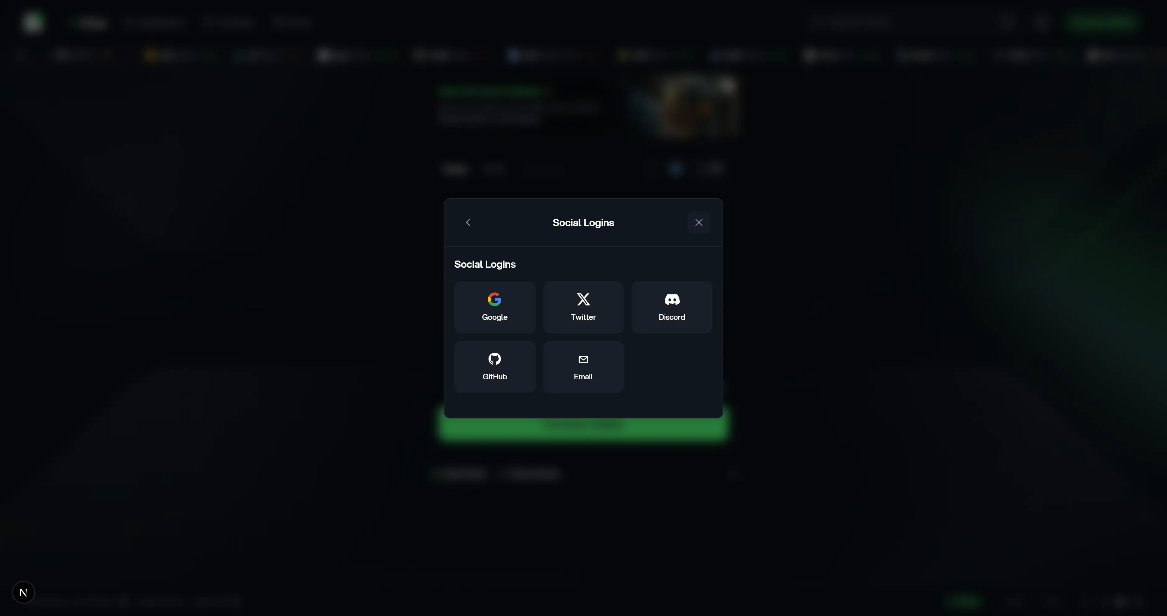 Hera Finance social login screen