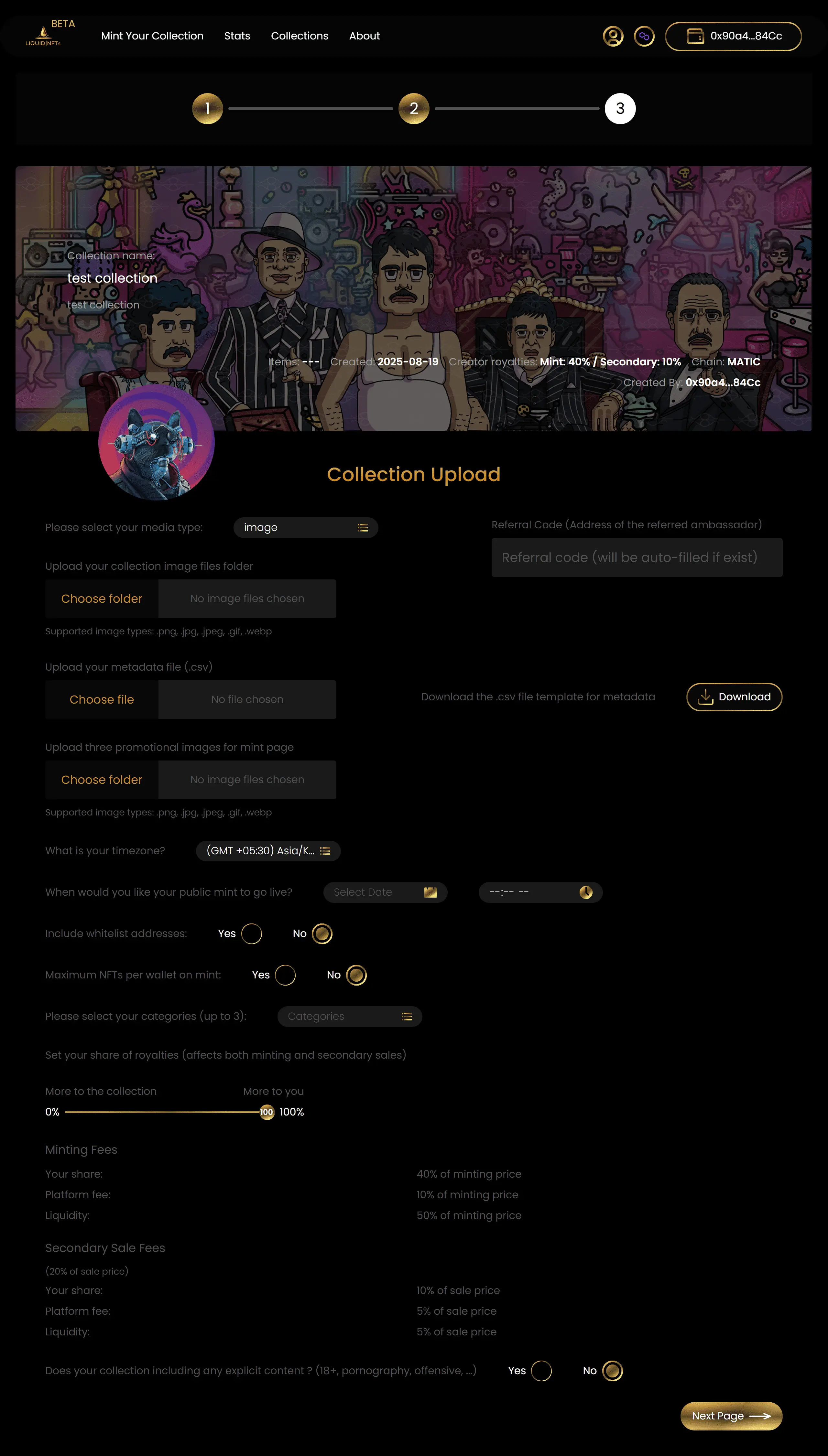 Liquid NFTs Collection Creation 2