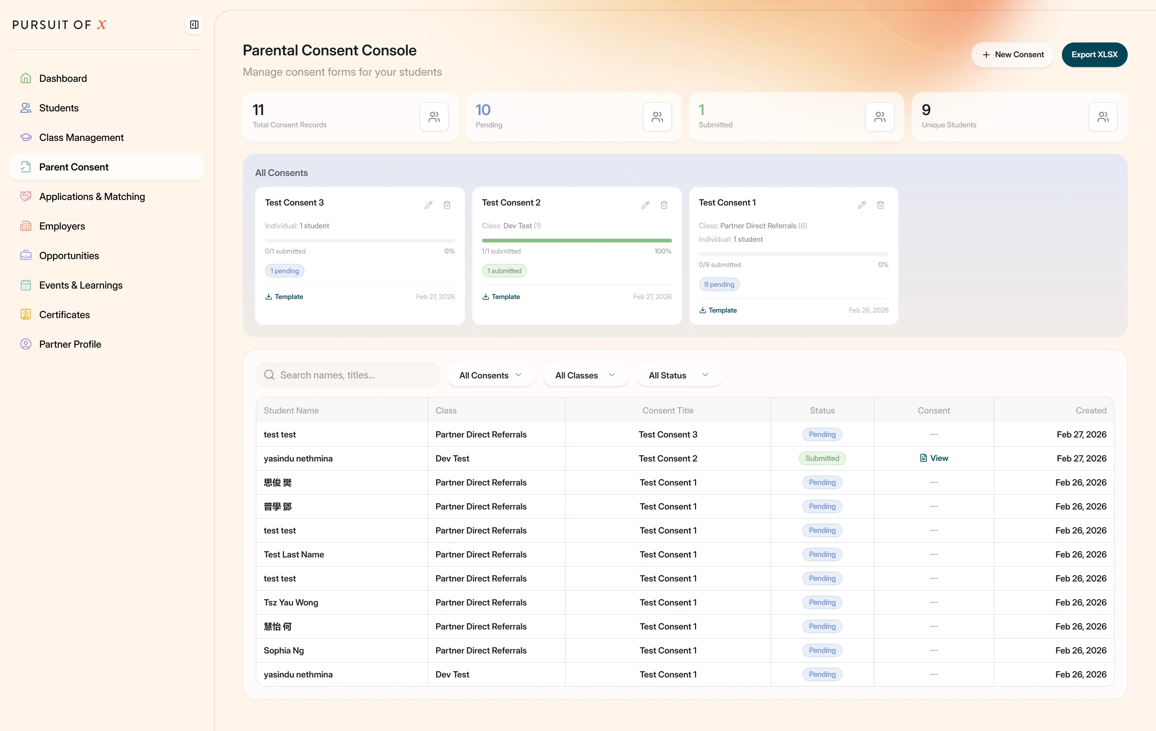POX parent consent tracking