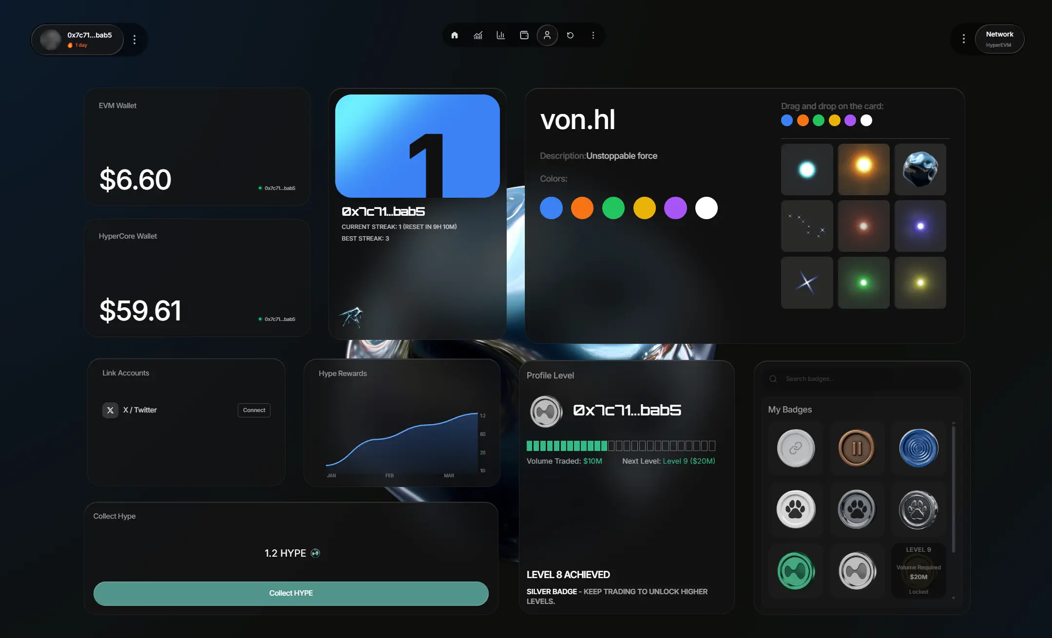 rePRICE profile and wallet systems